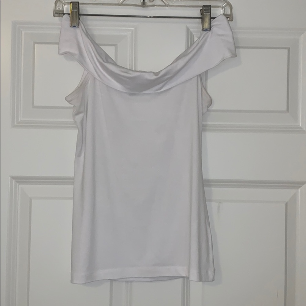 White shoulder top